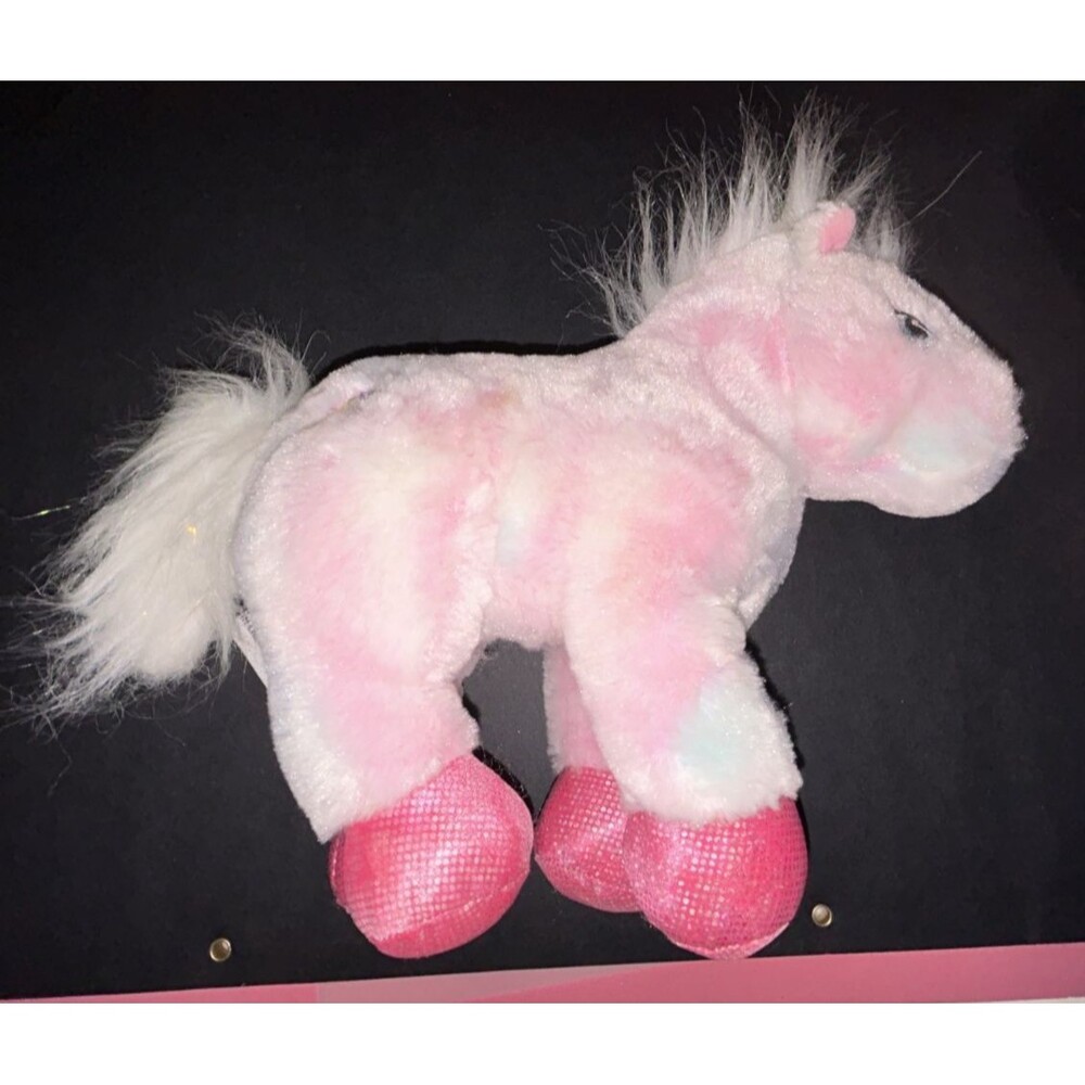 Ganz Webkinz 8” Plush Pony PINK Stuffed HORSE SPARKLE GLITTER Feet HM117 No Code
